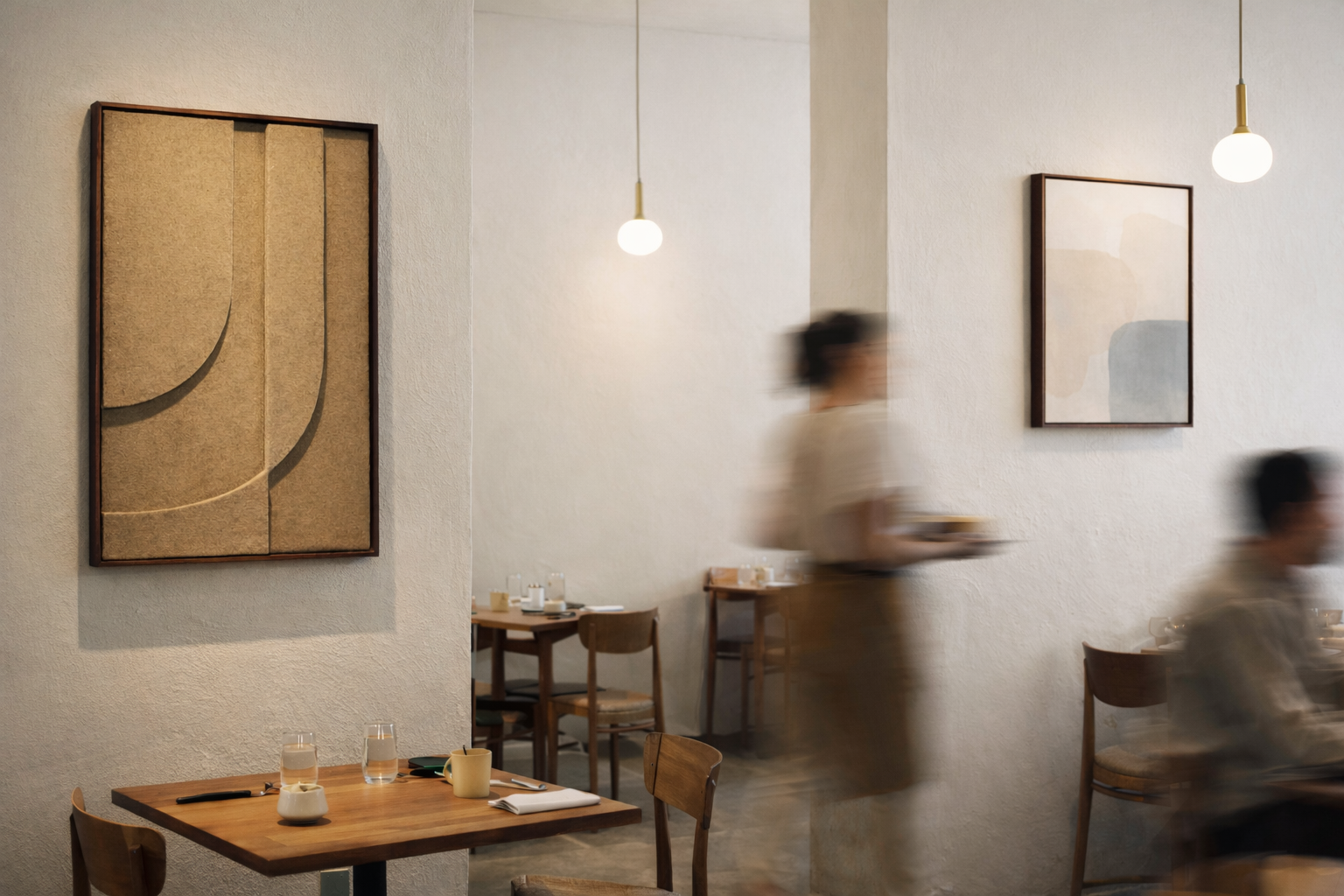 Panneaux acoustiques bas-relief dans un restaurant à Marseille